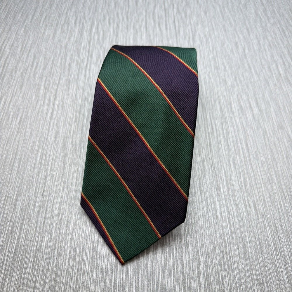 Polo Ralph Lauren Men's Silk Tie Regimental Stripe Green Burgundy Navy Preppy